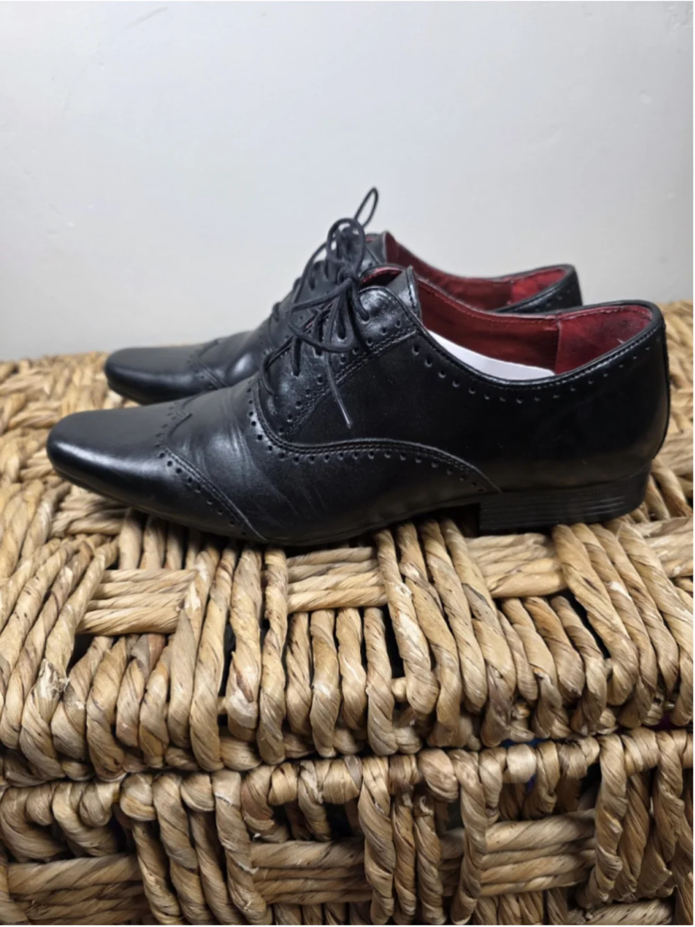 Next Hell For Leather Men's Black Leather Cap Toe Oxford Dress Shoes Sz 7 EU 41